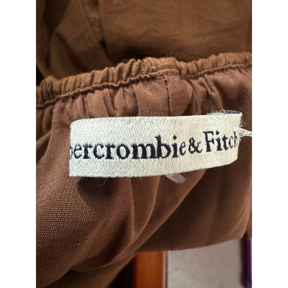 Abercrombie & Fitch Bra Free Brown Tropical Palm Print Open Back Maxi Dress ST - Picture 6 of 14